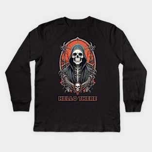 Scary Skeleton in a Robe Kids Long Sleeve T-Shirt